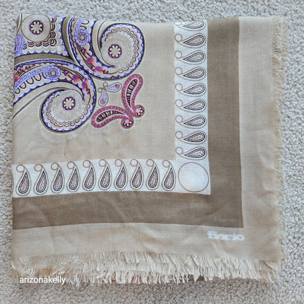 Silk/Cashmere/Wool Large Lightweight Scarf Italy Fiorio - Picture 13 of 13